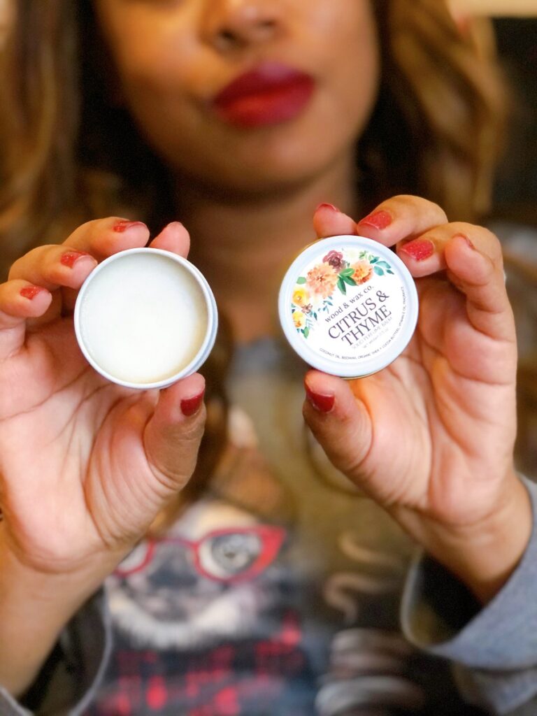 citrus and thyme solid perfume from black owned boutique, good and well boutique.