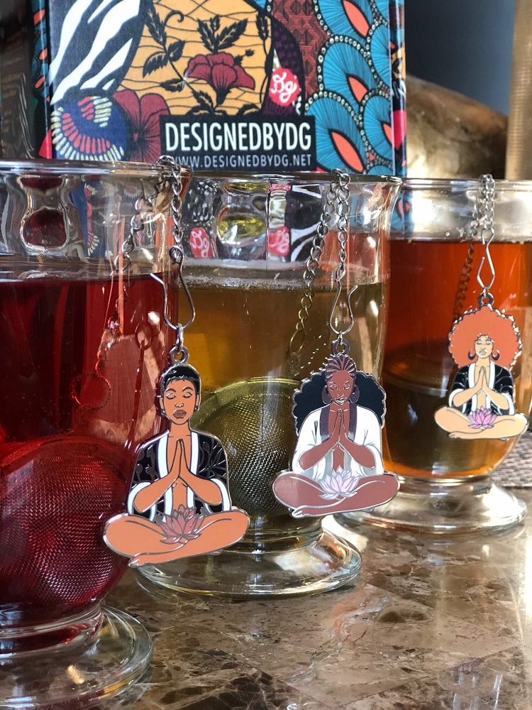 black owed business gift idea: tea charm gift set from don't starve the artist etsy shop