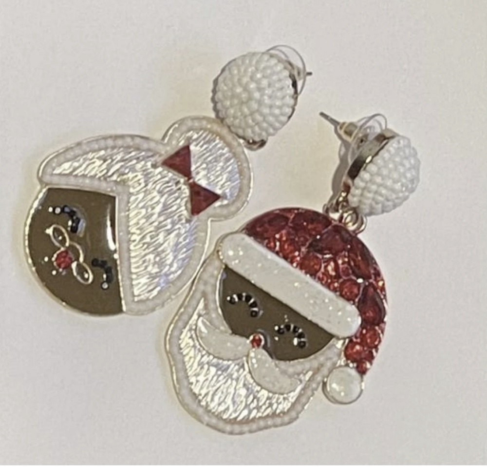 midnight reflections brown santa and mrs. clause earrings 