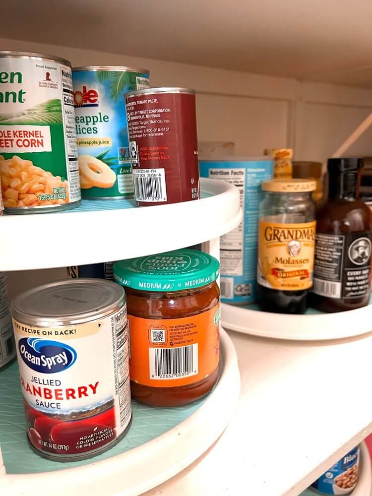 lazy susan pantry organizer for storing canned goods 