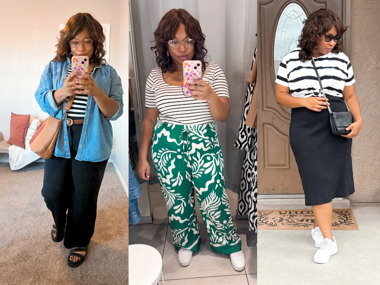 ok.soon layered stripe shirt over size Striped Long Sleeve Button